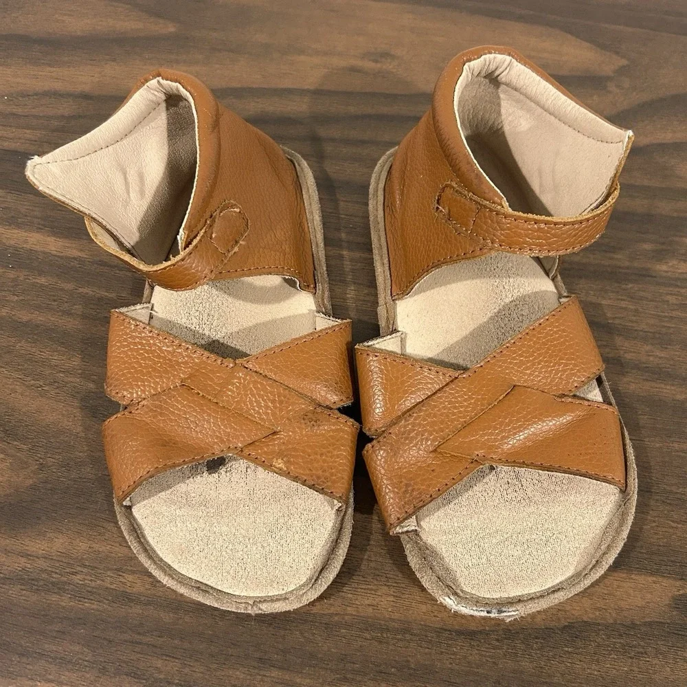 Little Love Bug Girls Sebby Sandals Size 13 Barefoot Brown Leather Wide Toe Box